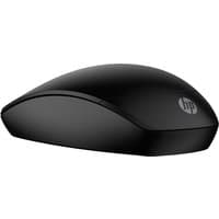 Black HP 235 Slim wireless optical mouse with three buttons and sleek, curved design.