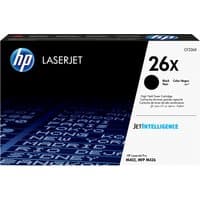 HP 26X black toner cartridge box with blue text design and JetIntelligence branding.