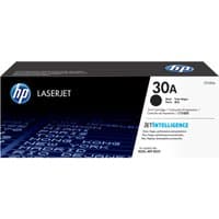 Black HP 30A LaserJet toner cartridge box with blue text and HP logo.