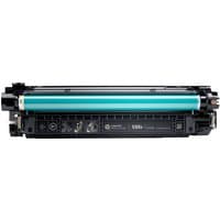 HP 508A yellow toner cartridge with black casing and turquoise drum for LaserJet printers.