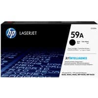 HP 59A black LaserJet toner cartridge box with blue text and HP logo on top left corner