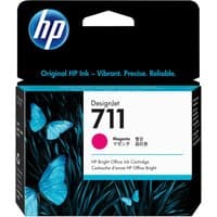 HP 711 magenta ink cartridge, 29-ml, black box with blue butterflies and HP logo.