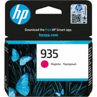 HP 935 Magenta Original Ink Cartridge with blue butterfly design on black packaging and HP logo.