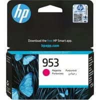 HP 953 Magenta Original Ink Cartridge in black box with blue butterflies and HP logo.