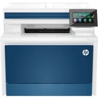 White and blue HP Color LaserJet Pro 4302fdn printer with touchscreen and multifunction panel.
