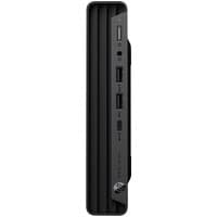 Black HP Pro Mini 400 G9 desktop with vertical ridges, USB ports, and power button on the front panel.