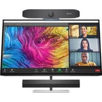 HP Series 7 Pro 31.5" 4K monitor with slim bezels, Thunderbolt 4 port, built-in webcam, and sleek black stand.