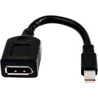 Black HP miniDP-to-DP adapter cable with a mini DisplayPort connector and a DisplayPort socket.