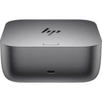 Sleek gray HP Thunderbolt 4 Ultra 180W G6 Dock with USB-C port and HP logo on top.