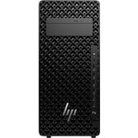Black HP Z2 Tower PC with textured front panel, HP logo, and vertical vent design on the right side.