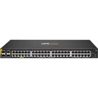 HPE Aruba Networking CX 6000 switch, black, 48 Ethernet ports, 4 SFP ports, Class4 PoE, 740W power supply.