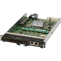 HPE Aruba Networking CX 6400 Management Module with green circuit board, dual Ethernet ports, and metal casing.