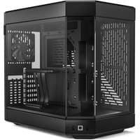 Black HYTE Y60 Midi Tower with tempered glass panels, angular design, and ventilated side panel for optimal airflow.