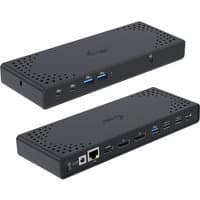 Black i-tec USB-C docking station with multiple ports, including HDMI, USB, Ethernet, and power delivery 100W.