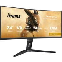 Curved black iiyama 34" gaming monitor with 240Hz refresh rate, VA panel, and sleek stand, Gold Phoenix branding.