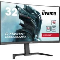 32" curved gaming monitor, black frame, sleek stand, QHD display, 180Hz refresh rate, Red Eagle branding.