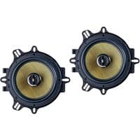 Black In Phase 17cm coaxial speakers with gold cones and central tweeters, featuring a 250W power capacity.