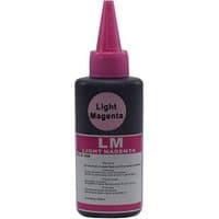 InkLab light magenta ink bottle with pink cap and label, marked "LM" and "Light Magenta" in bold text.