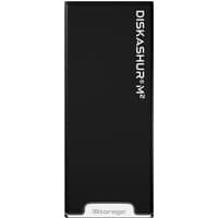Black iStorage diskAshur M² SSD 1TB with sleek design, white branding, and durable dust/water-resistant casing.