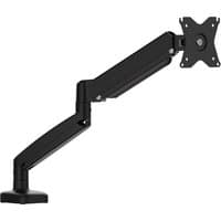 Black j5create JTSA101 ergonomic monitor mount with adjustable arm and VESA plate for desk setup.