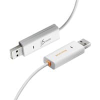 White j5create JUC400 Wormhole Switch cable with USB connectors, 1.8 m length, for Windows and Mac systems.