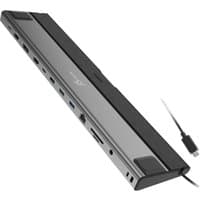 Sleek silver and black j5create USB4 docking station with multiple ports and attached USB-C cable