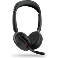 Black Jabra Evolve2 65 Flex wireless headset with cushioned ear cups, adjustable headband, and boom microphone.