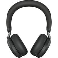 Black Jabra Evolve2 75 over-ear wireless headphones with cushioned ear cups and adjustable headband.