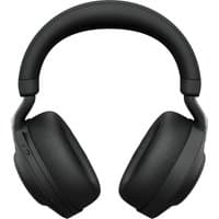 Black Jabra Evolve2 85 over-ear headphones with cushioned ear cups and adjustable headband.