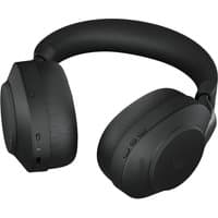Black Jabra Evolve2 85 wireless over-ear headphones with cushioned ear cups and integrated controls on the side.