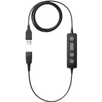 Black Jabra Link 260 MS USB audio processor with inline control buttons and coiled cable.