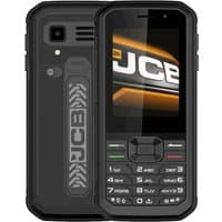 Black JCB Tradesman 3 mobile with 2.8" screen, rugged design, keypad, and JCB logo on back.