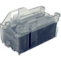 Clear plastic Katun staple cartridge with visible metal staples inside, model 37664, holds 5000 staples.