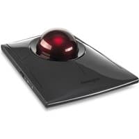 Black Kensington SlimBlade Pro Trackball with glossy finish and large red trackball centered on a sleek rectangular base.