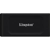 Black Kingston Technology 2TB XS1000 portable SSD with USB 3.2 Gen 2, compact rectangular design, and Kingston logo.
