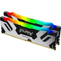 Kingston FURY DDR5 RAM kit with RGB lighting, black and silver heat spreader, 48GB, 7200MT/s, CL38, Renegade design.