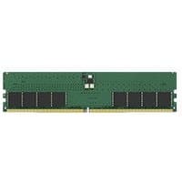 Green Kingston DDR5 memory module with black chips and gold connector edge.