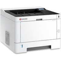 White Kyocera ECOSYS PA3500x printer with black top, control panel, and front paper tray.
