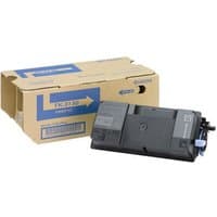 Black KYOCERA TK-3130 toner cartridge with rectangular shape, next to beige and blue branded packaging box.