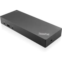 Black Lenovo ThinkPad Hybrid USB-C Docking Station with multiple ports and ThinkPad logo on top.