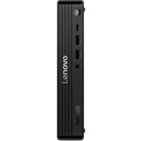 Black Lenovo ThinkCentre M70q Gen 6 Mini PC with vertical ribbed front, USB ports, and power button.