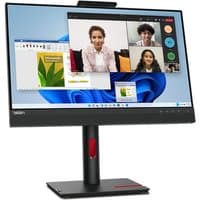 Lenovo ThinkCentre Tiny-In-One 24 monitor, 23.8-inch, black frame, adjustable stand, webcam on top.