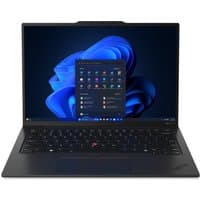 Lenovo ThinkPad X1 Carbon Gen 12 laptop, black, with Intel Core Ultra 7, 35.6 cm display, and backlit keyboard.