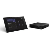 Lenovo ThinkSmart Core Gen 2+CTRL MTR, black touchscreen panel and sleek rectangular console for video conferencing.