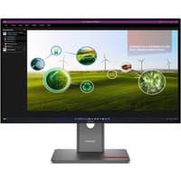 27-inch Lenovo ThinkVision P27Q-40 monitor, slim bezels, matte black finish, adjustable stand, vibrant display.