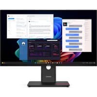 27-inch Lenovo ThinkVision T27UD-40 monitor with slim bezels, black stand, and vibrant display showing desktop interface.