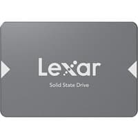 Gray Lexar NS100 2 TB 2.5" SATA III solid state drive with white logo and rounded corners.