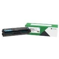 Lexmark 20N20C0 cyan toner cartridge, black casing, with green and white packaging box.