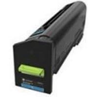 Black Lexmark toner cartridge with cyan label and green tab, model 24B5995, rectangular shape.
