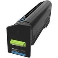 Black Lexmark 24B6512 original cyan toner cartridge with green handle and blue label.